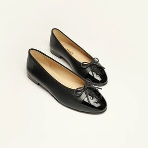Chanel Lambskin and Patent Calfskin Ballet Flat Black